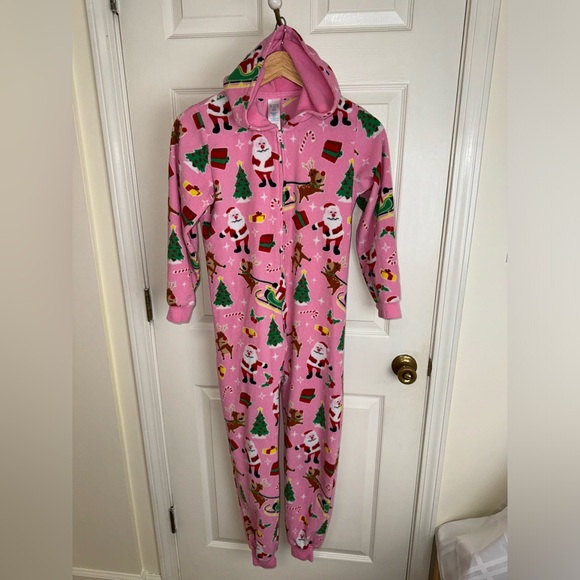 Pink Holiday Onsie Pajama - Picture 1 of 6